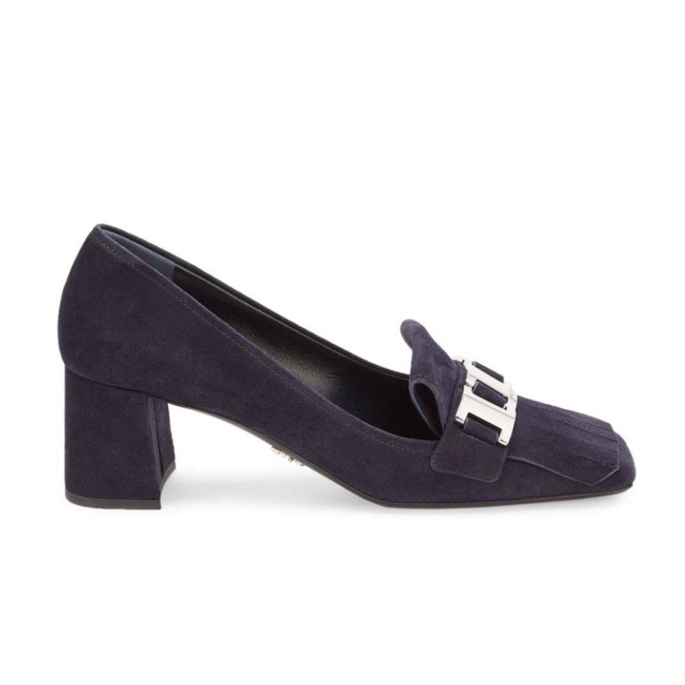 Prada Suede Fringed Penny Loafer